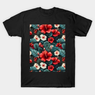 #12 Floral Pattern. Hibiscus Flower Pattern T-Shirt